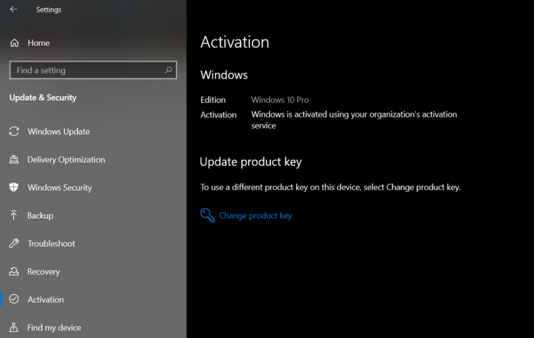 Windows Is Activated Using Your Organization’s Activation Service